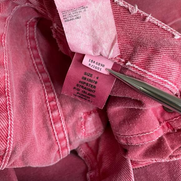 Vintage Y2K Tommy Hilfiger Hipster Straight Leg Jeans Pink Island Punch Womens 4 - Picture 13 of 14